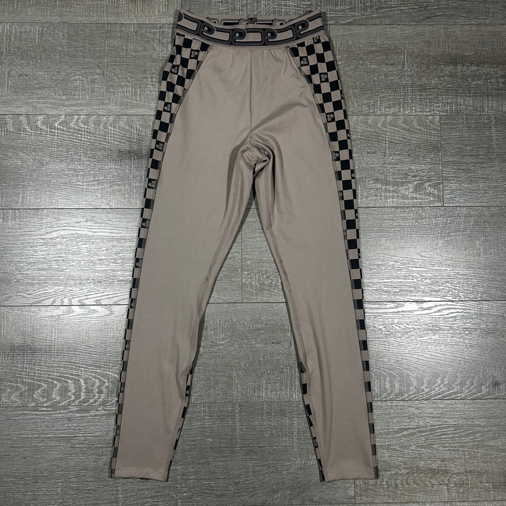 Pink Active Victoria's Secret Taupe Checkerboard Logo Leggings 143789-QB7 Medium